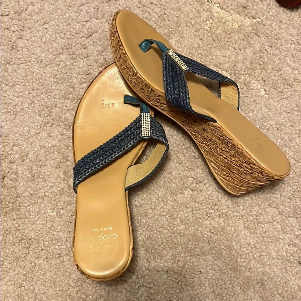 Blue Wedge Sandals
